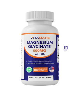 Magnesium Glycinate (500 MG) + Vitamin B6 (5 MG) (180 Tablets)