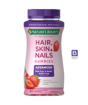 Hair, Skin & Nails + Biotin (6000 MCG) (Strawberry Flavored) (80 Gummies)