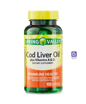Cod Liver Oil (415 MG) + Vitamin A (375 MCG) + Vitamin D3 (3.37 MCG) (100 Softgels)