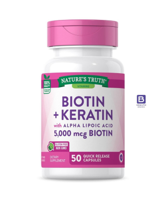 Biotin (5000 MCG) + Keratin (10 MG) + Alpha Lipoic Acid (50 MG) (50 Capsules)