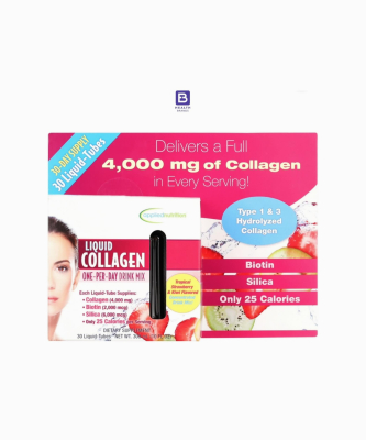 Liquid Collagen Hydrolyzed Type 1 & 3 (4000 MG) + Biotin (2000 MCG) (30 Liquid Tubes) (300 ML)